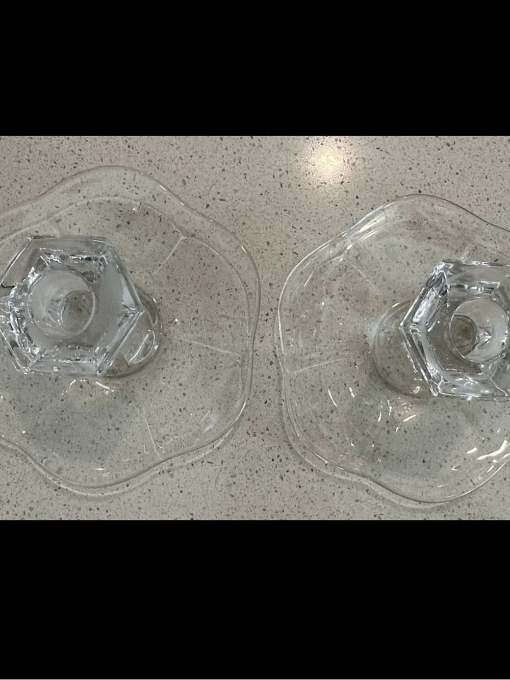 Clear Glass Floral Edge Candle Holders - Set of 2